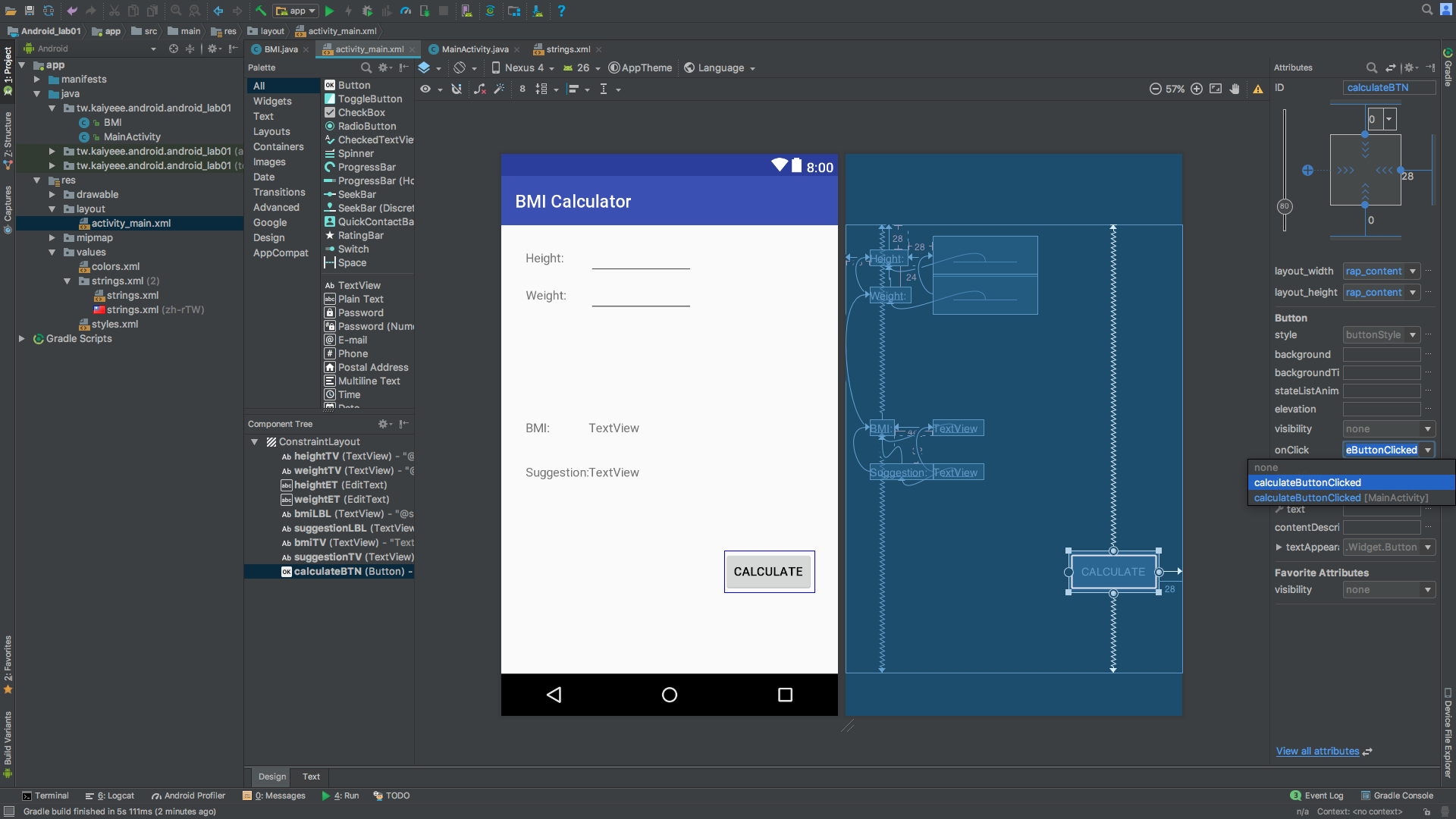 link up ui elements with java functions