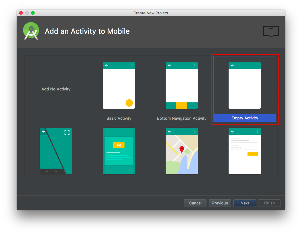 android studio new project page3