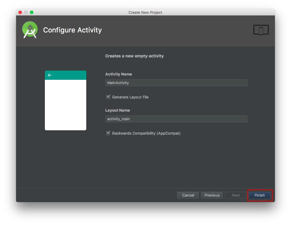 android studio new project page4