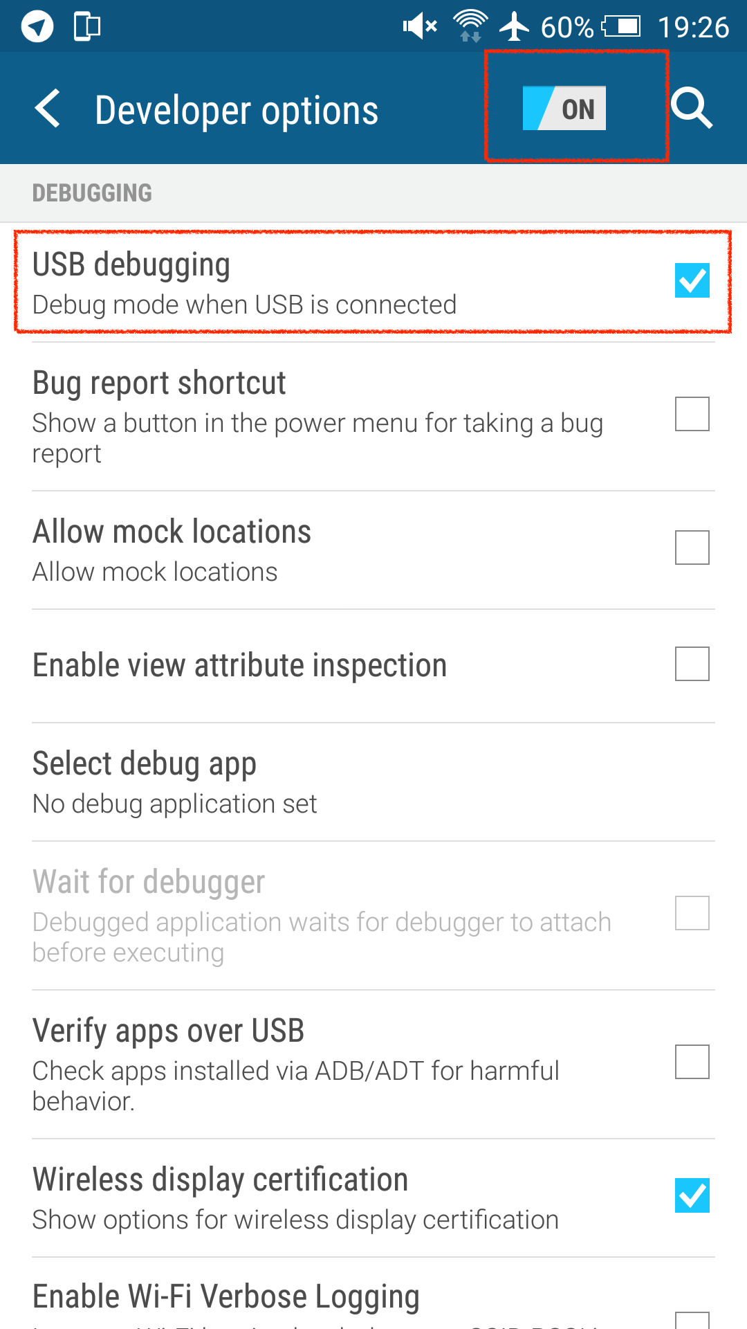 dev options (phone)