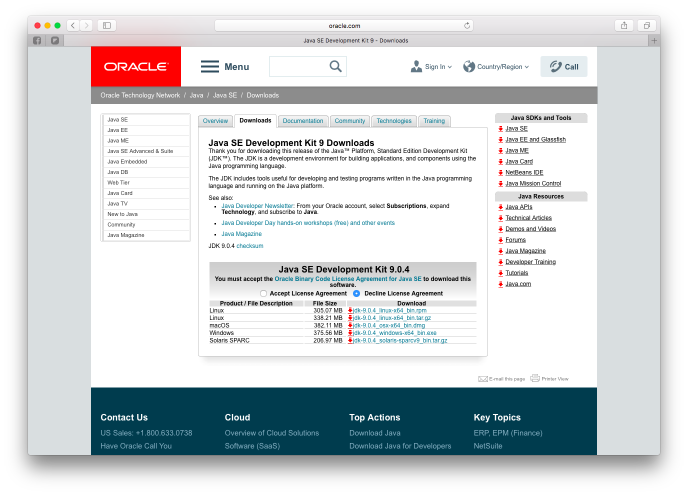 jdk9 download page